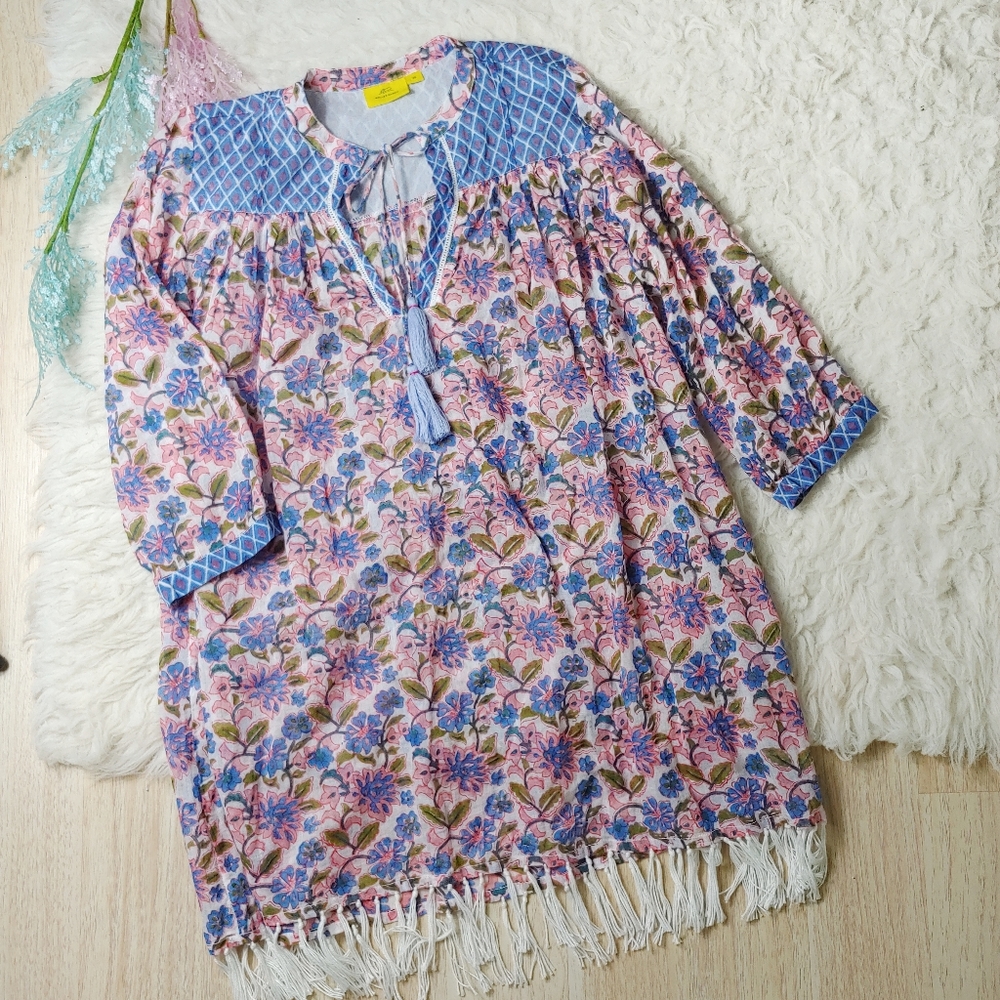 Roberta Roller Rabbit Bright Floral Fringe Tunic